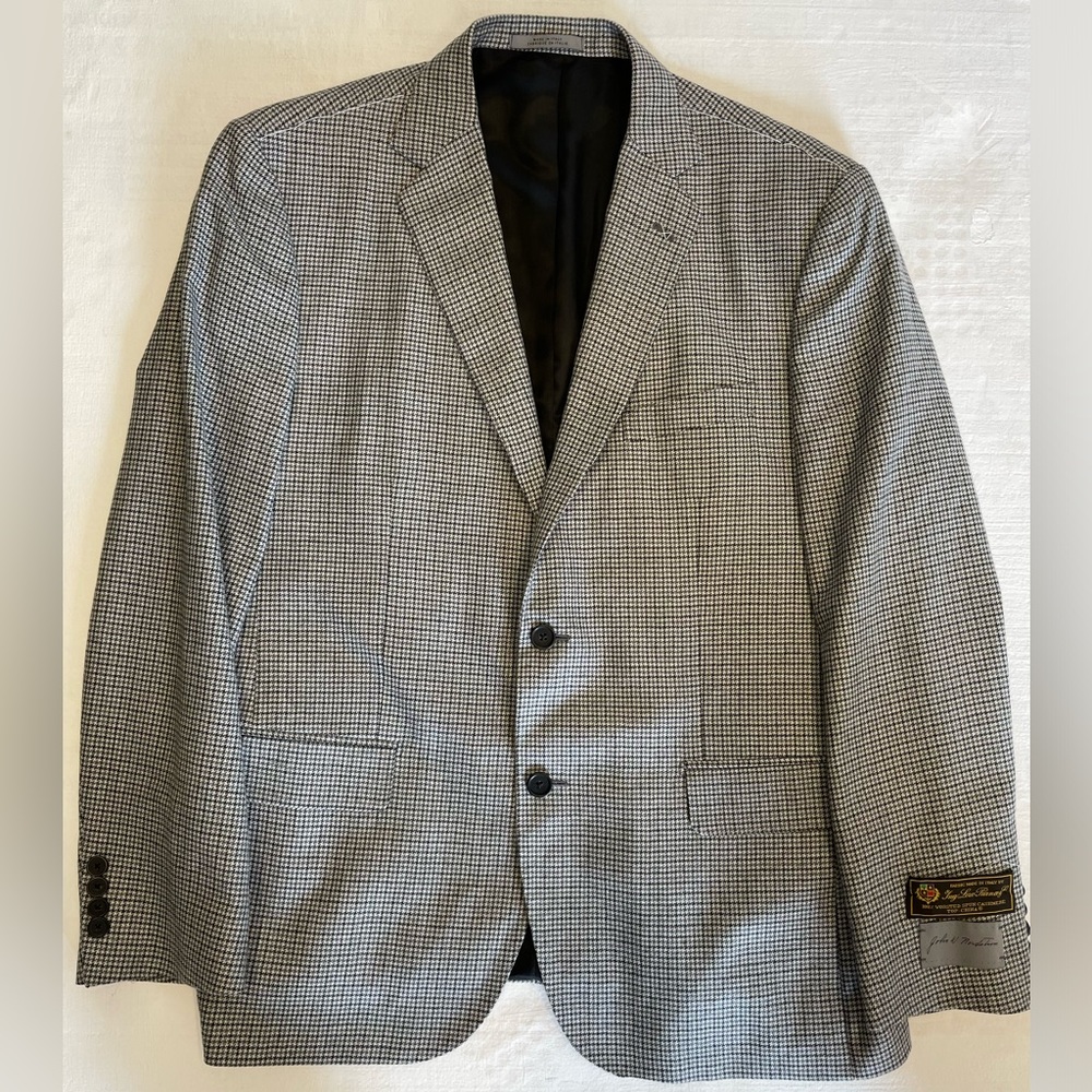 John W. Nordstrom x Loro Piana Made in Italy Gray Cashmere Check Jacket 46 R NWT